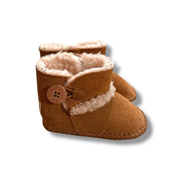 Ugg Lemmy II Baby Infant Chestnut Tan‎ Suede Sheepskin Booties Sz 0/1 - Picture 1 of 9
